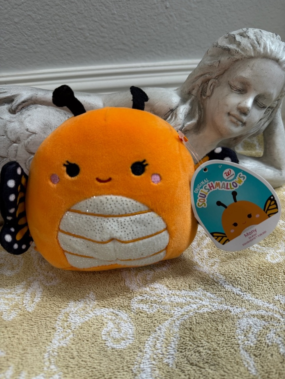 Squishmallows Mony Bee Plush - Orange, Black, White